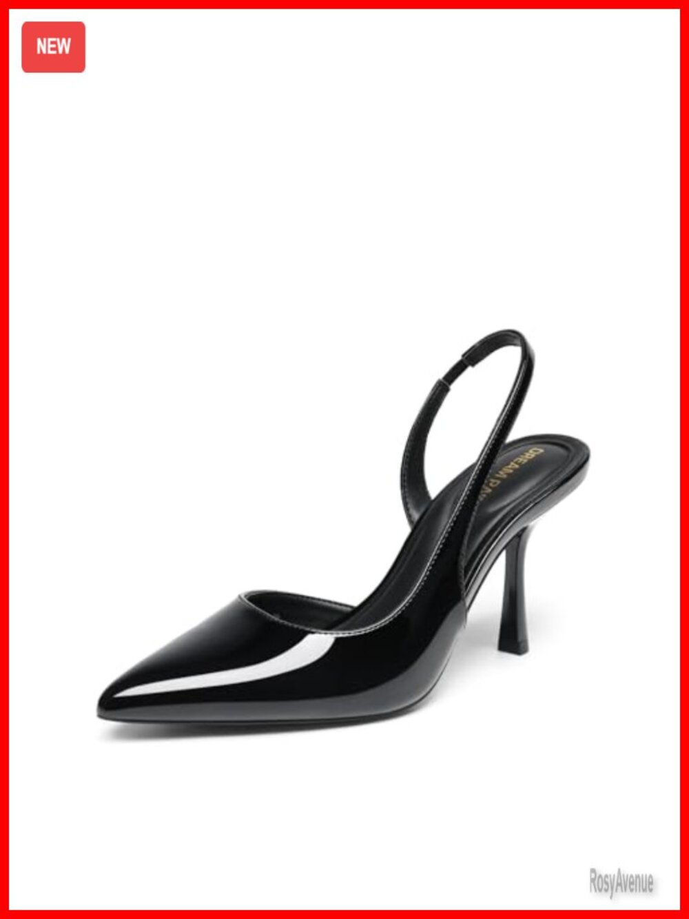 Womens Slingback Pointed Toe Stiletto Pump Heels Faux Leather